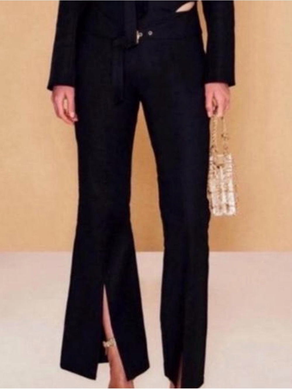 Cult Gaia black flare pants with slits size 2